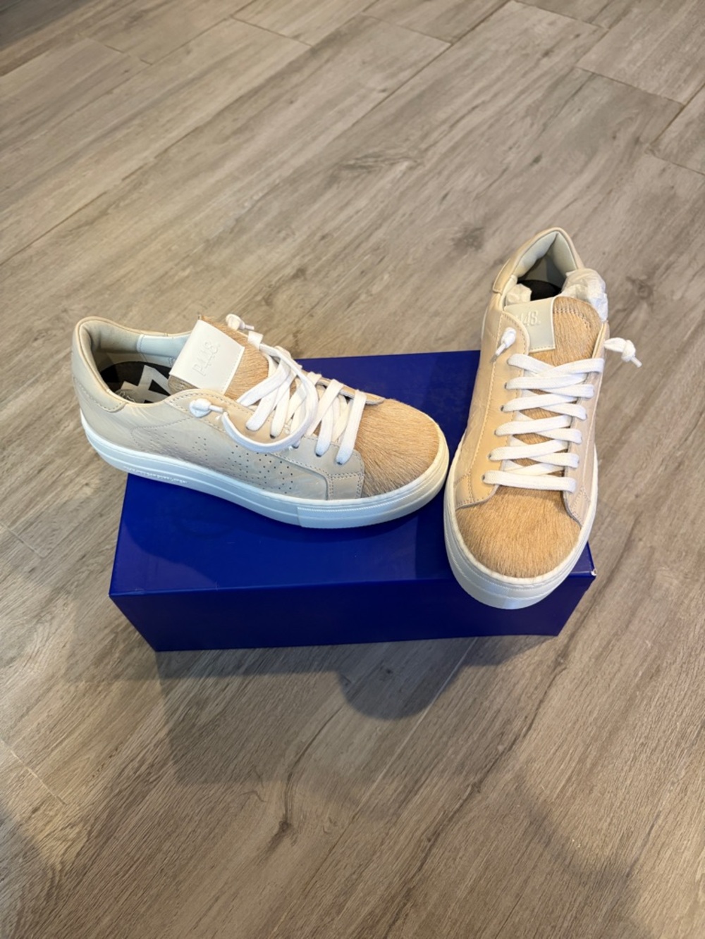 P448 Beige Cream Low-Top Sneakers